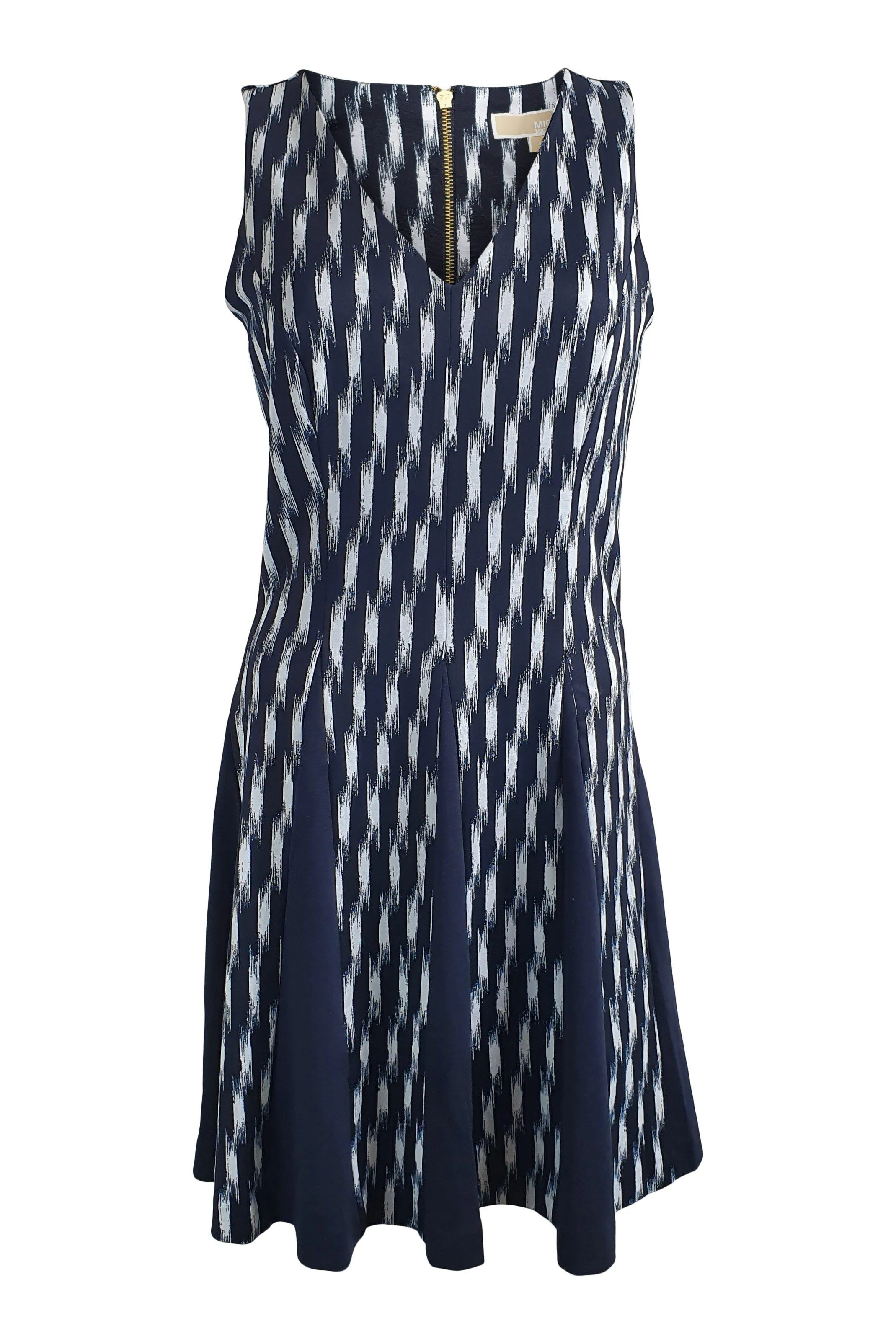 MICHAEL KORS Navy Blue Fit and Flare Abstract Print Sleeveless Dress (6)