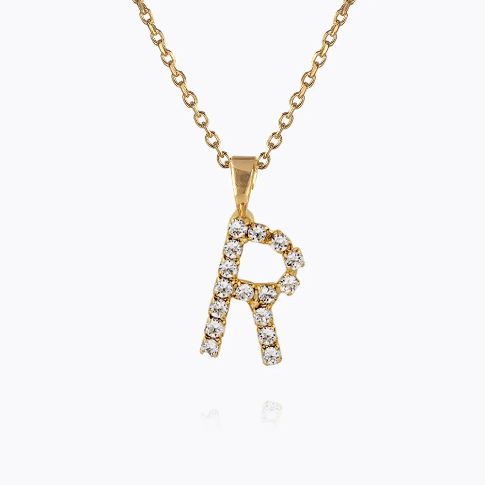 Mini Letter Necklace R / Crystal