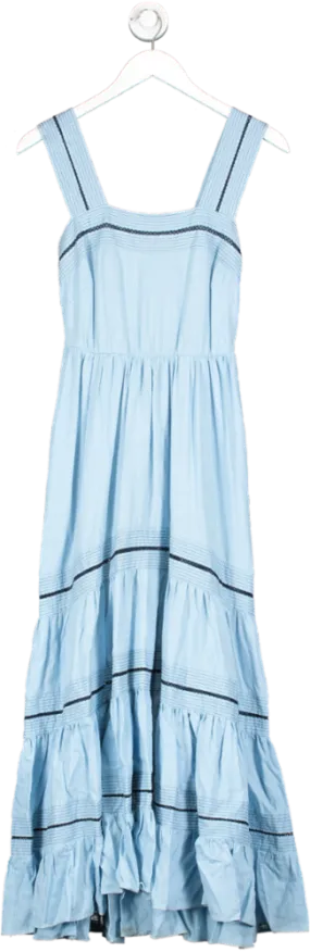 MISA Los Angeles Blue Aurelia Dress In Pale Linen UK XS