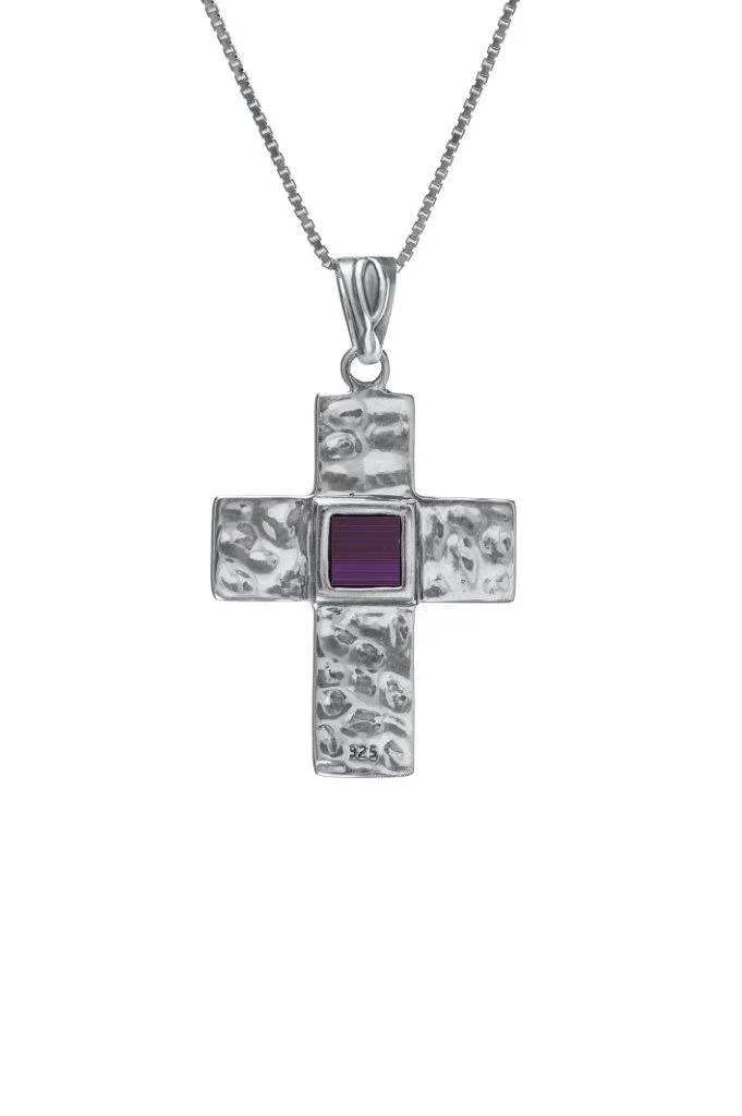 Nano Sim NT Silver Pendant - Cross Studded with Roman Glass