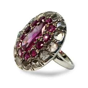 Natural Burma Rubies and Diamonds Ring