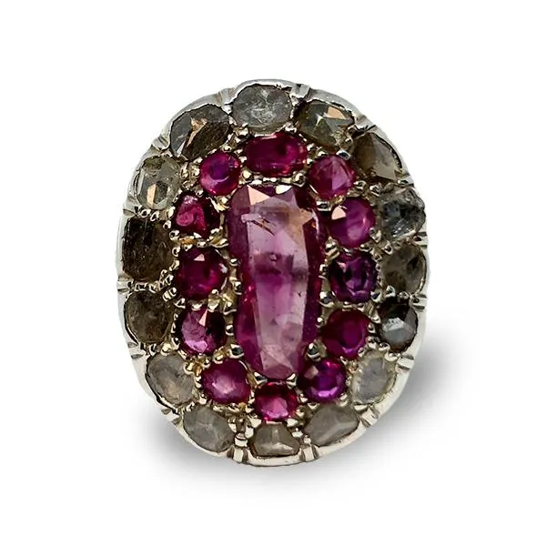 Natural Burma Rubies and Diamonds Ring