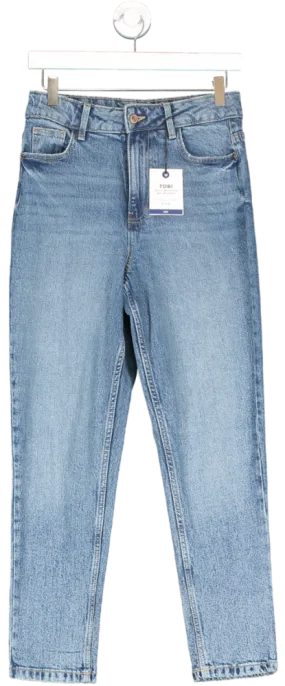 New Look Blue Tori Slim Fit Comfort Stretch Mom Jeans UK 8