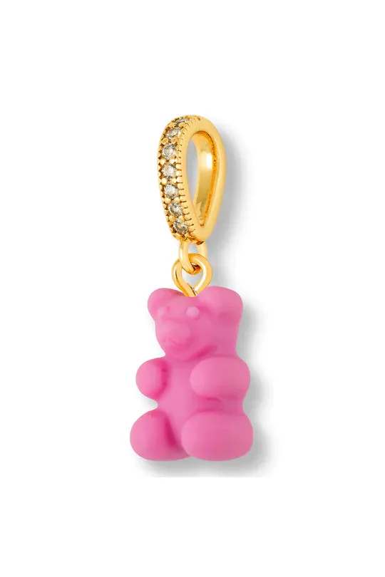 Nostalgia Bear Matte Pendant, Pave Gold Connector