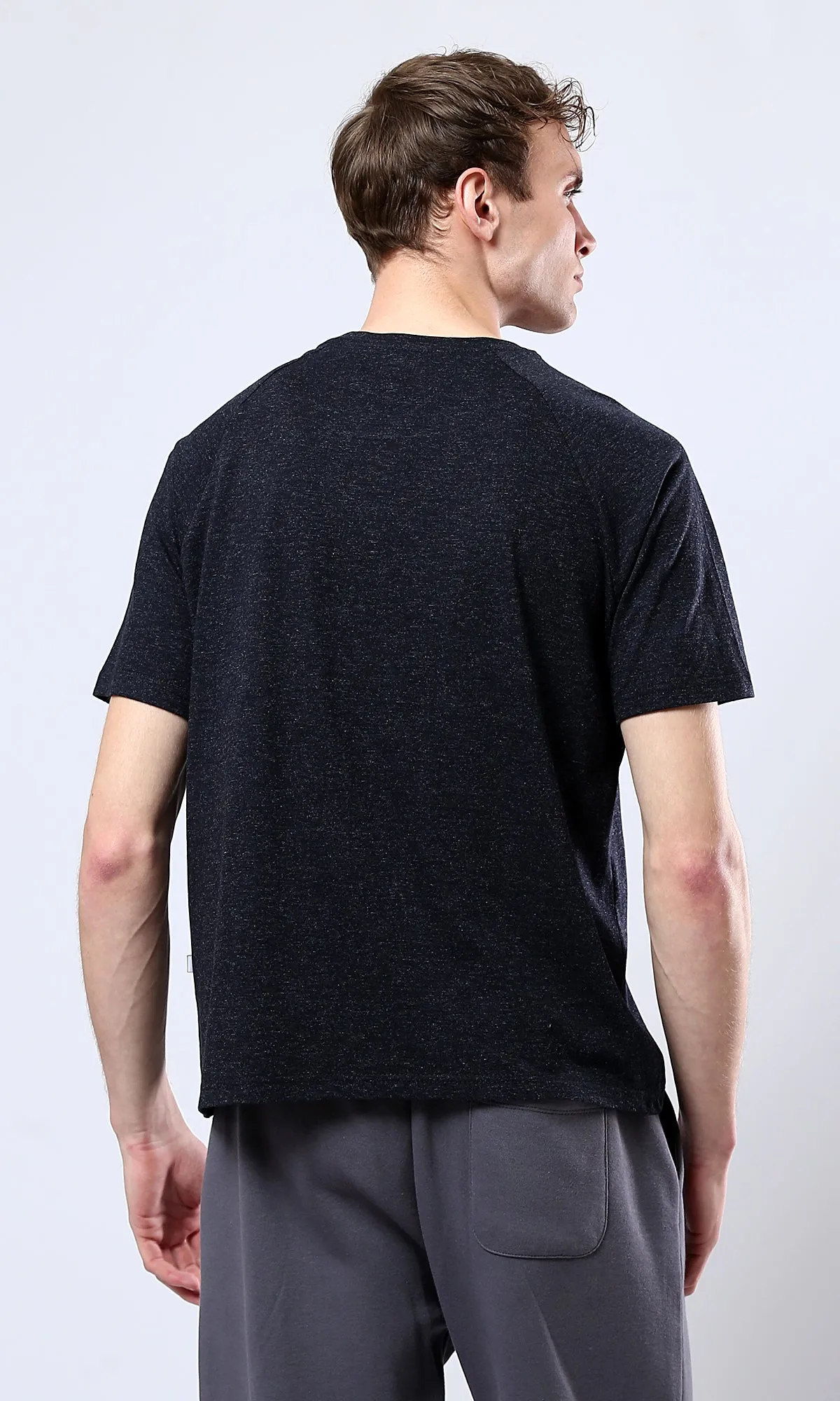 O181702 Heather Black Short Sleeves Comfy Tee