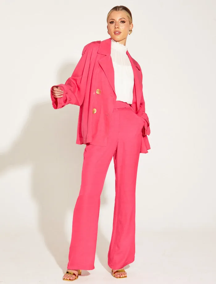 One and Only High Waisted Flared Pant (Hot Pink)