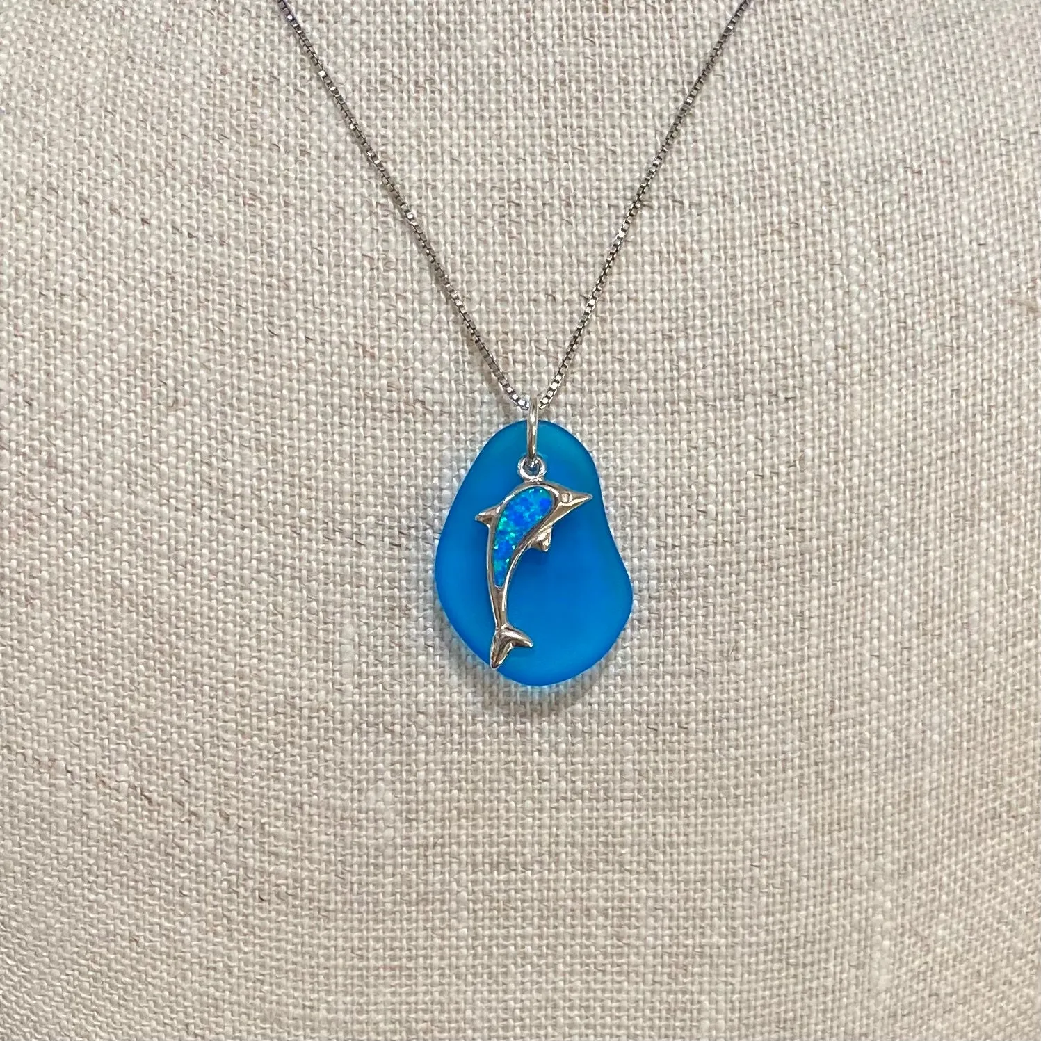 Opal Dolphin Sea Glass Necklace