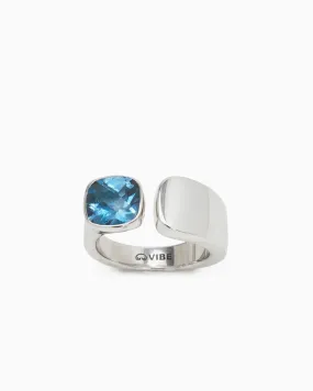 Open Band Stone Ring - London Blue Topaz