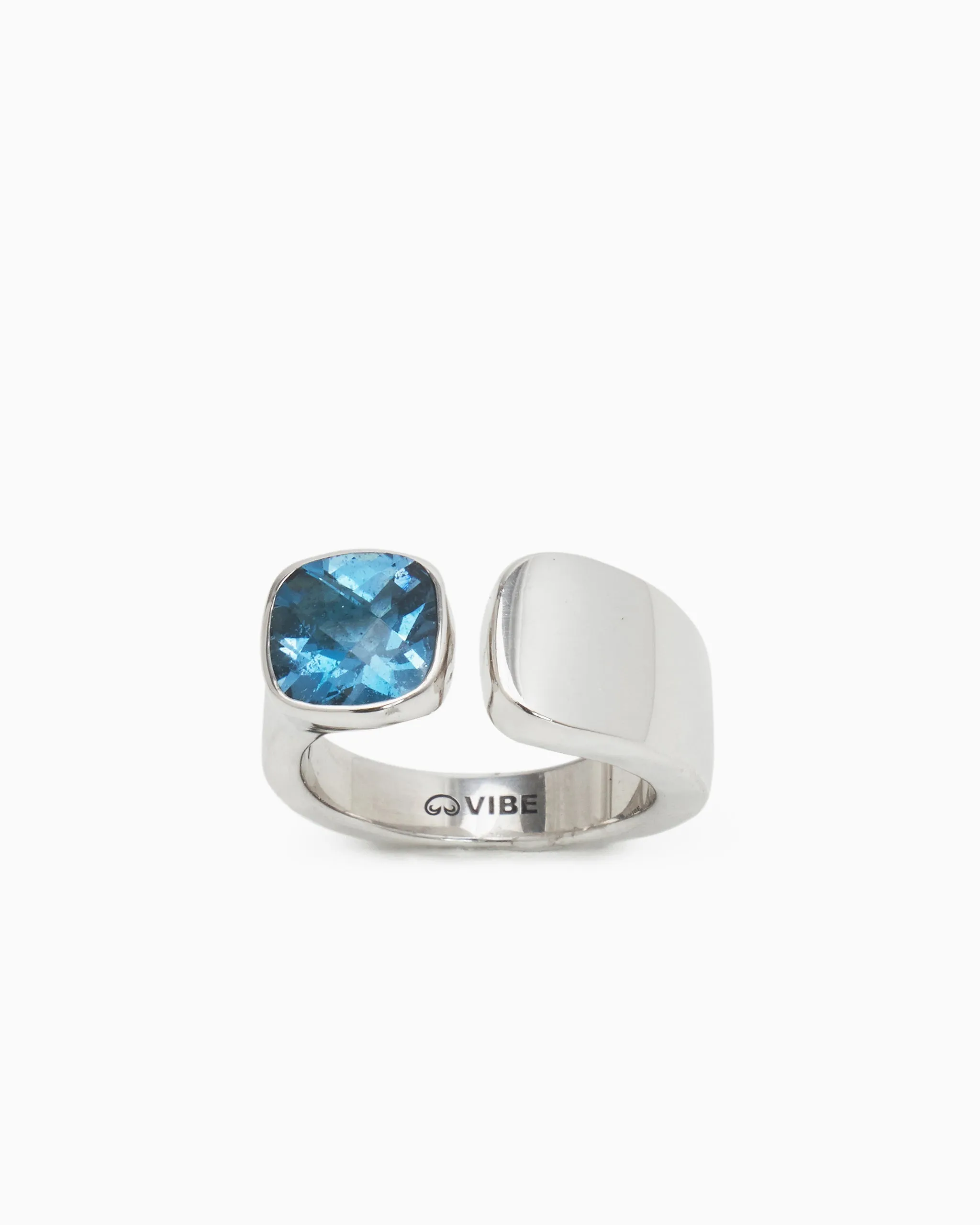 Open Band Stone Ring - London Blue Topaz