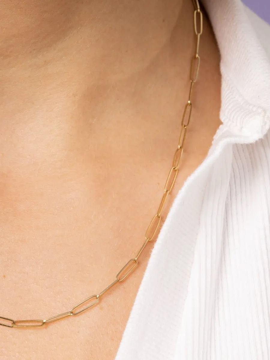 Paperclip 'S' Chain Necklace 14K