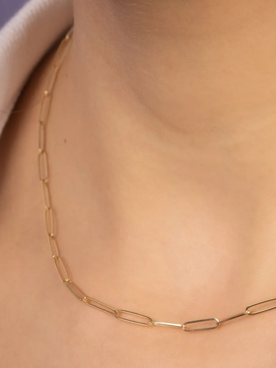 Paperclip 'S' Chain Necklace 14K