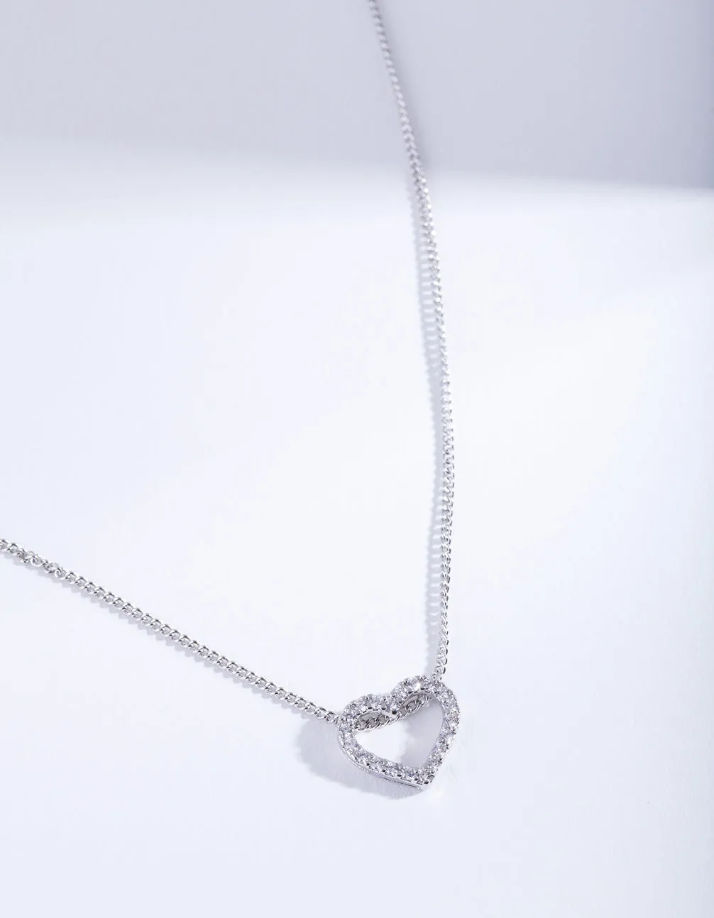 Pave Open Heart Pendant Necklace