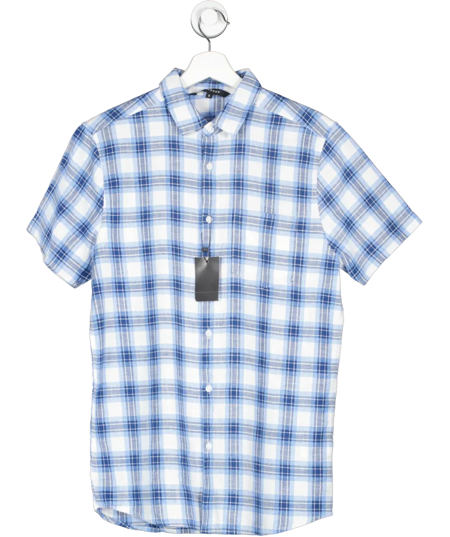 Peacocks Blue Short Sleeve Check Shirt UK S