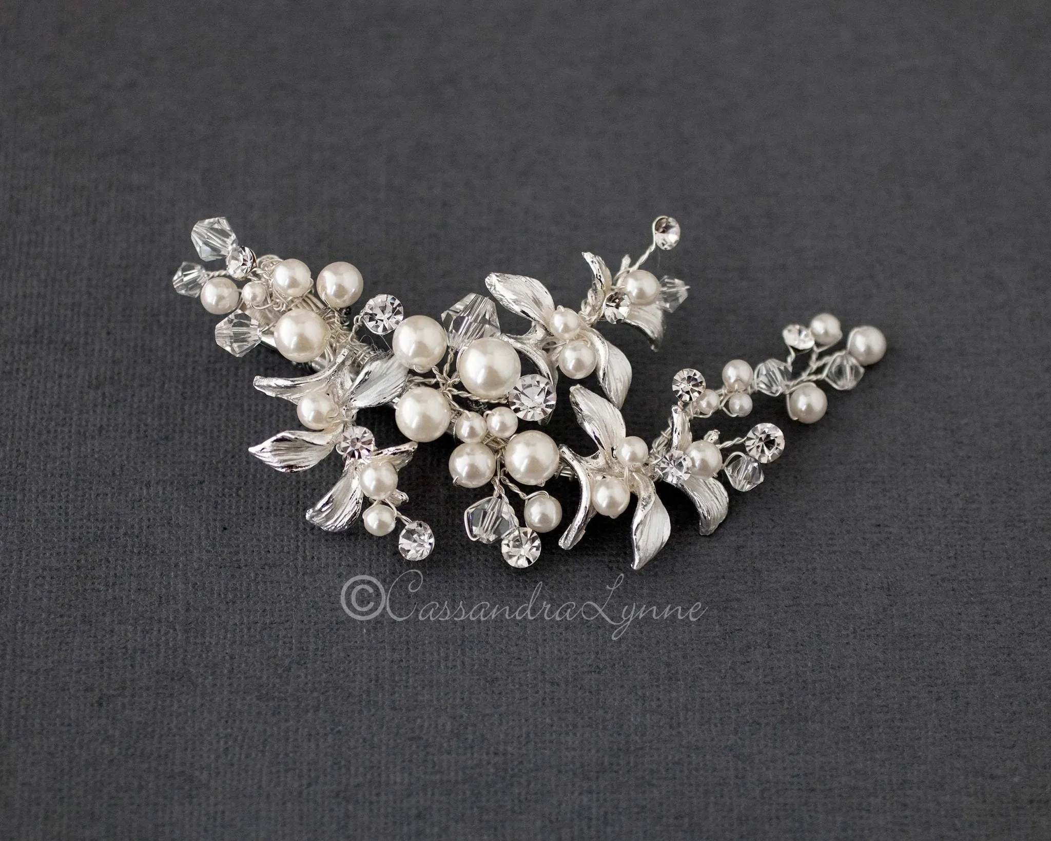 Pearl and Crystal Branch Wedding Hair Clip