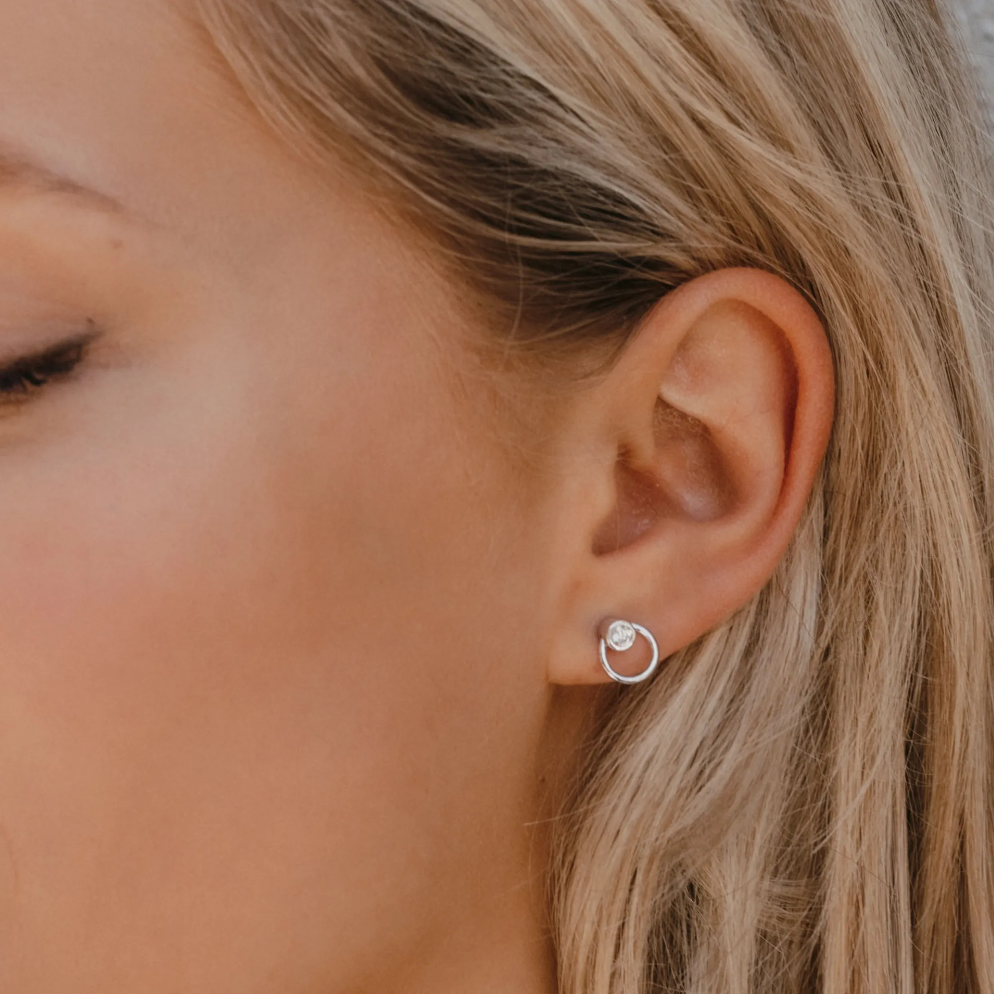 Petite Bezel Circular Earrings