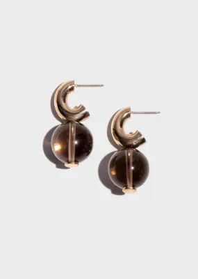 Petite C- Curve Hoop Earrings | Smoky Quartz