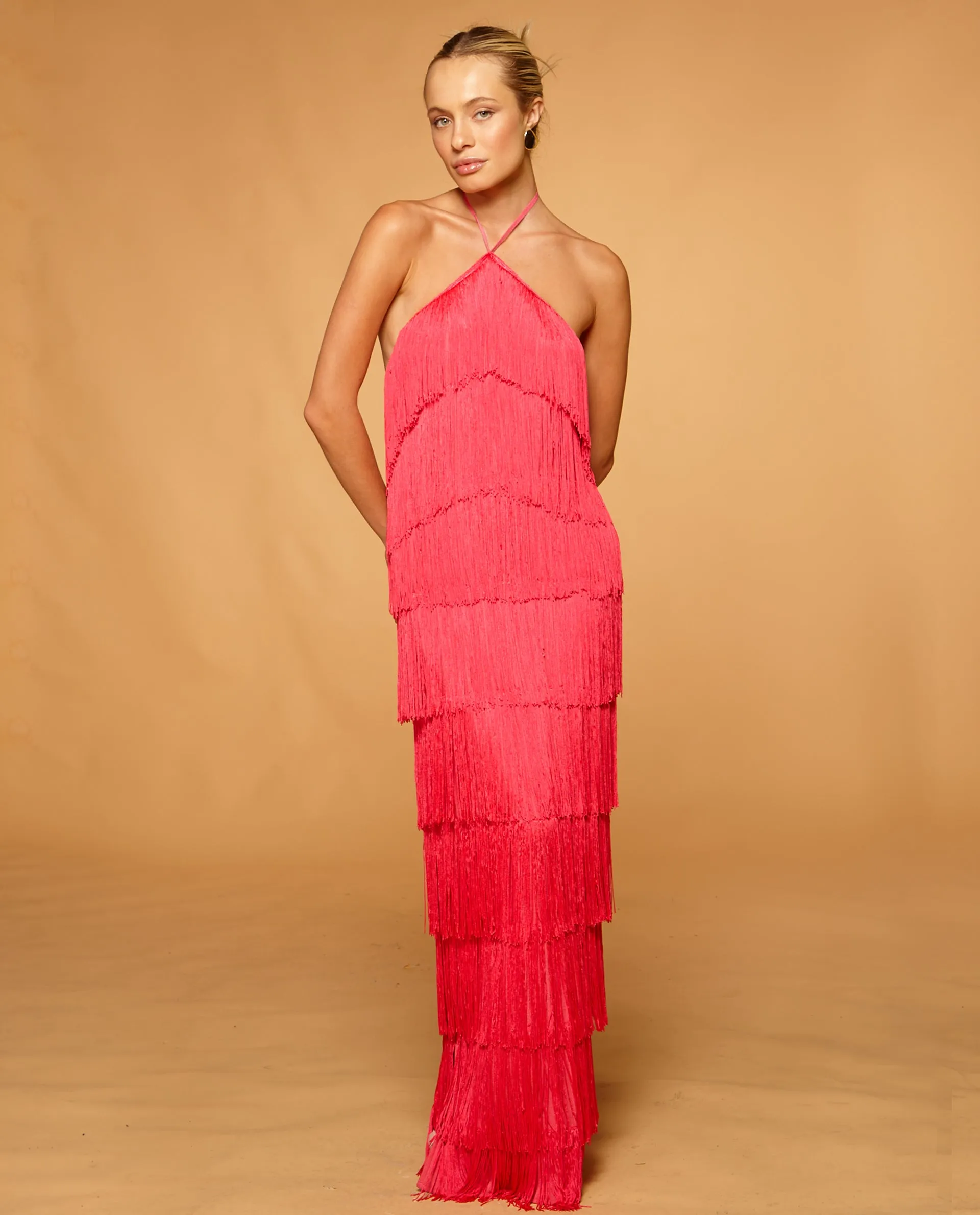 Pink Dress Moroccan Fringes