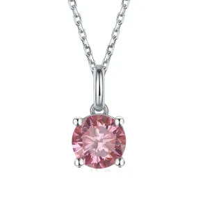 Pink Moissanite Solitiare Necklace