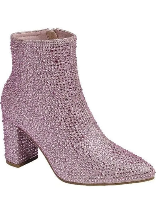 Pink Rhinestone Pointed Booties