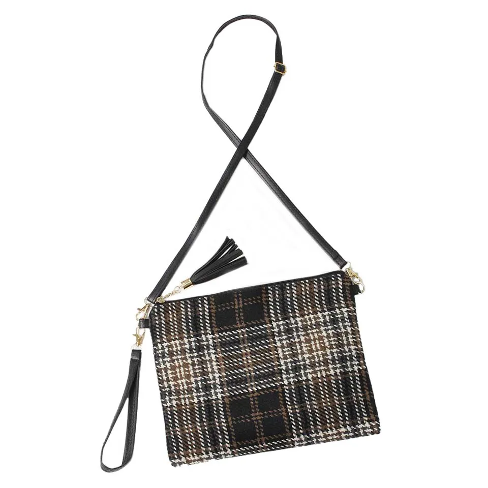 Plaid Check Crossbody Clutch Bag