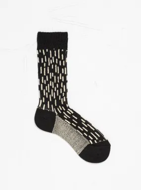 Rain Drop Crew Socks Black & Ivory