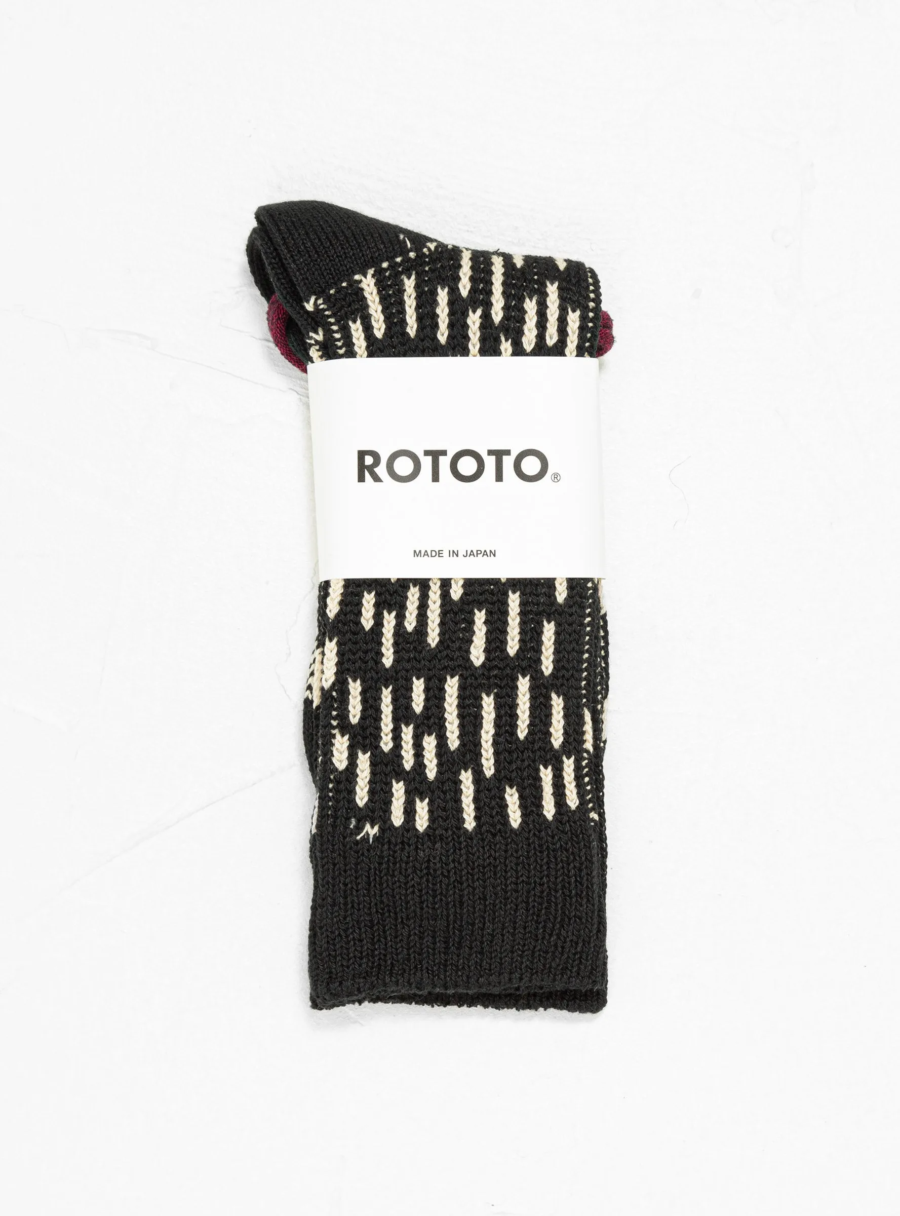 Rain Drop Crew Socks Black & Ivory