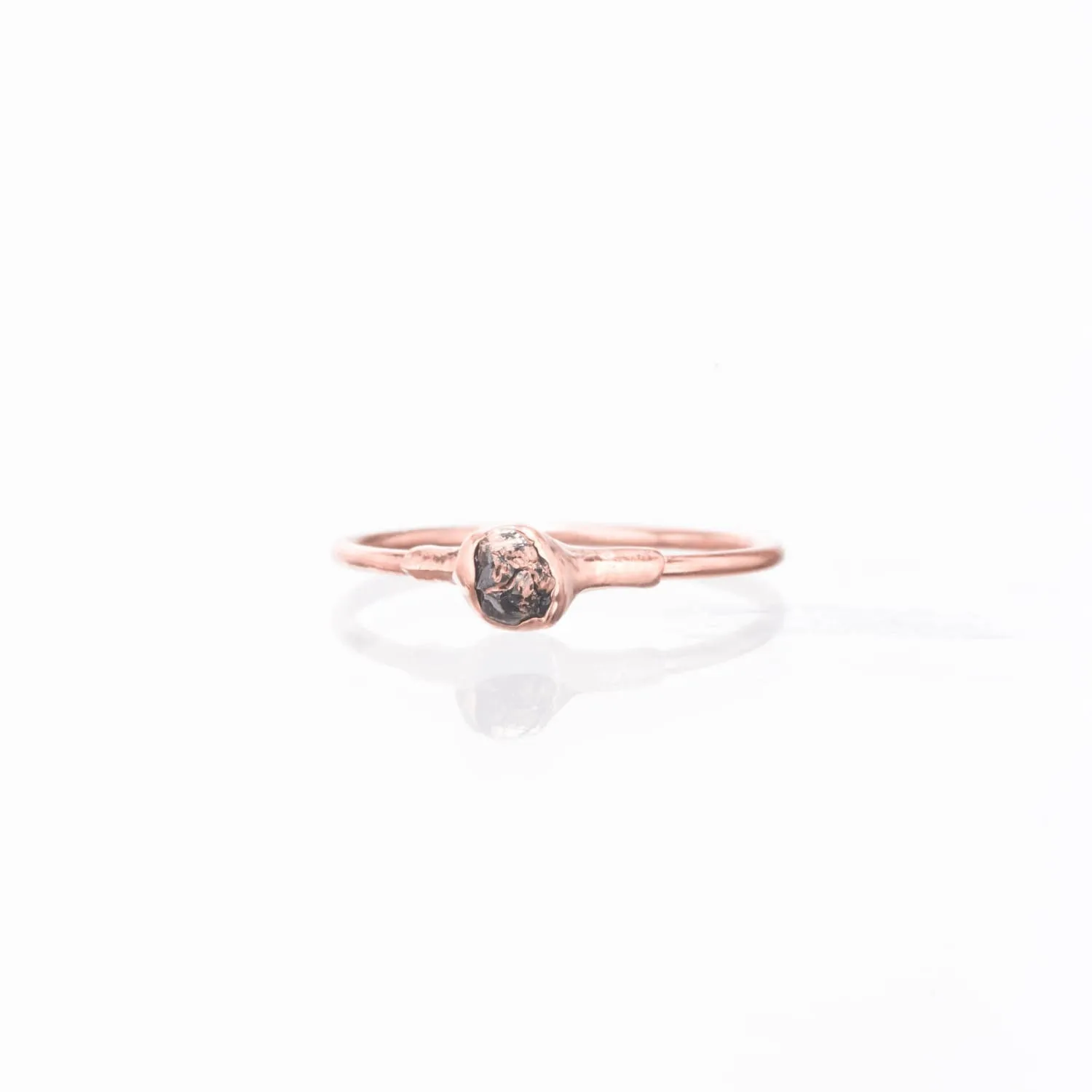 Raw Black Diamond Ring in Rose Gold