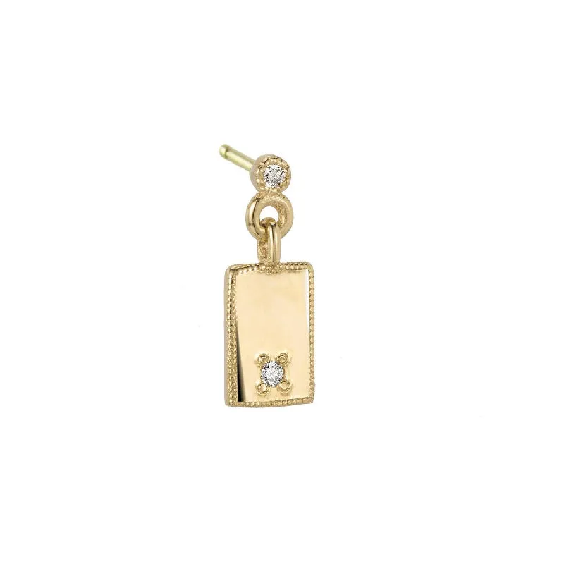 Rectangle Diamond Mirror Dangle Earring (Single)