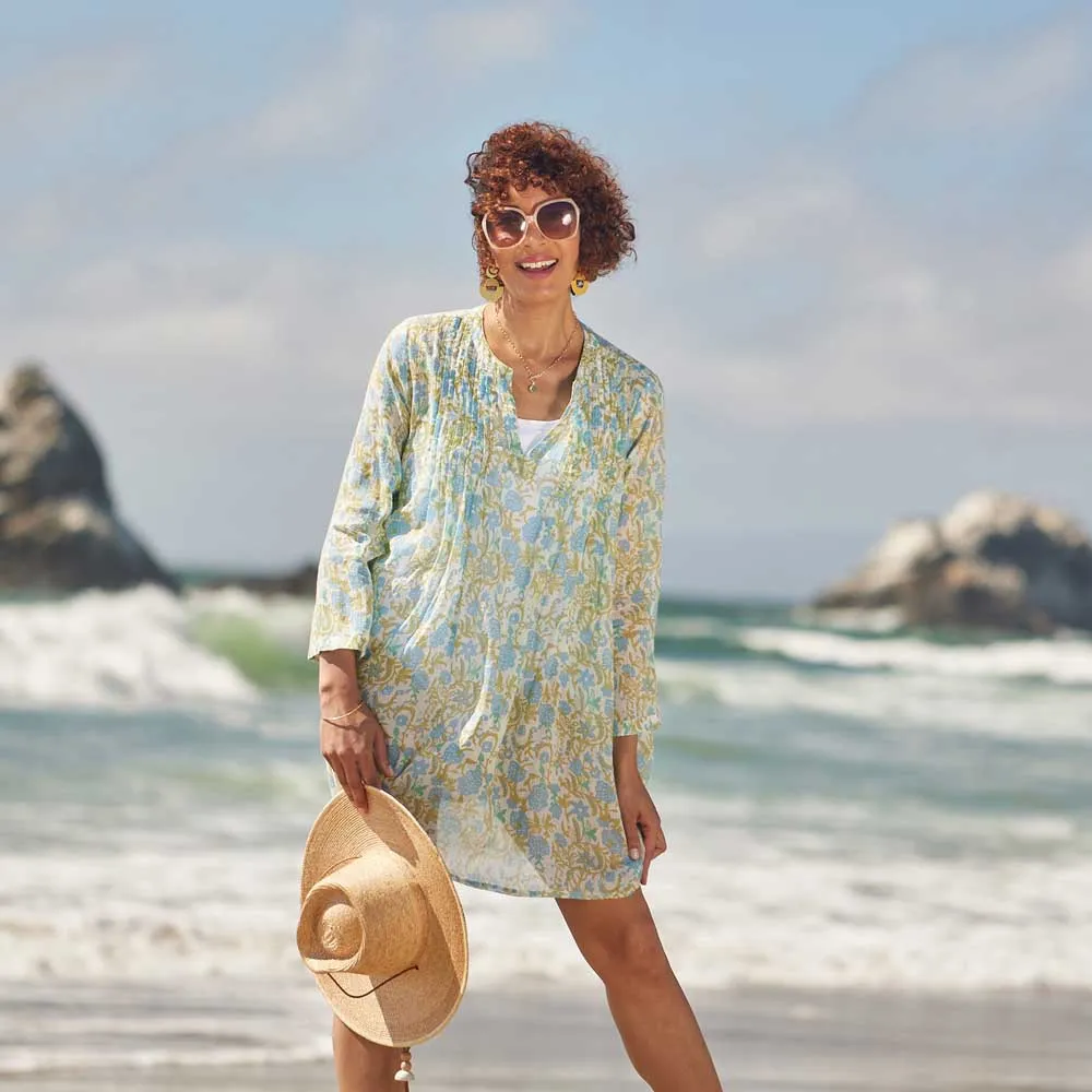 Reese blu Cotton Pintuck Beach Coverup