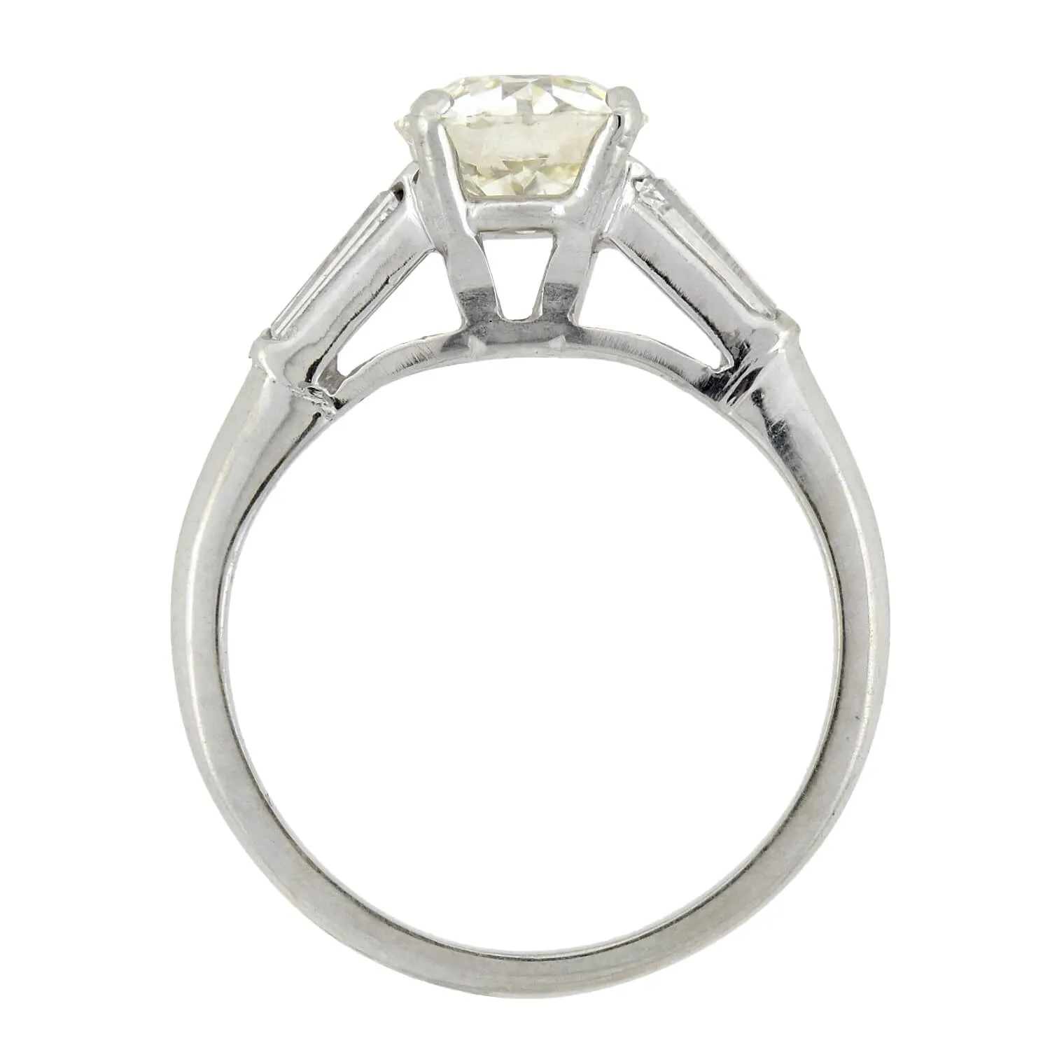 Retro 14kt White Gold Diamond Engagement Ring 1.44ct center