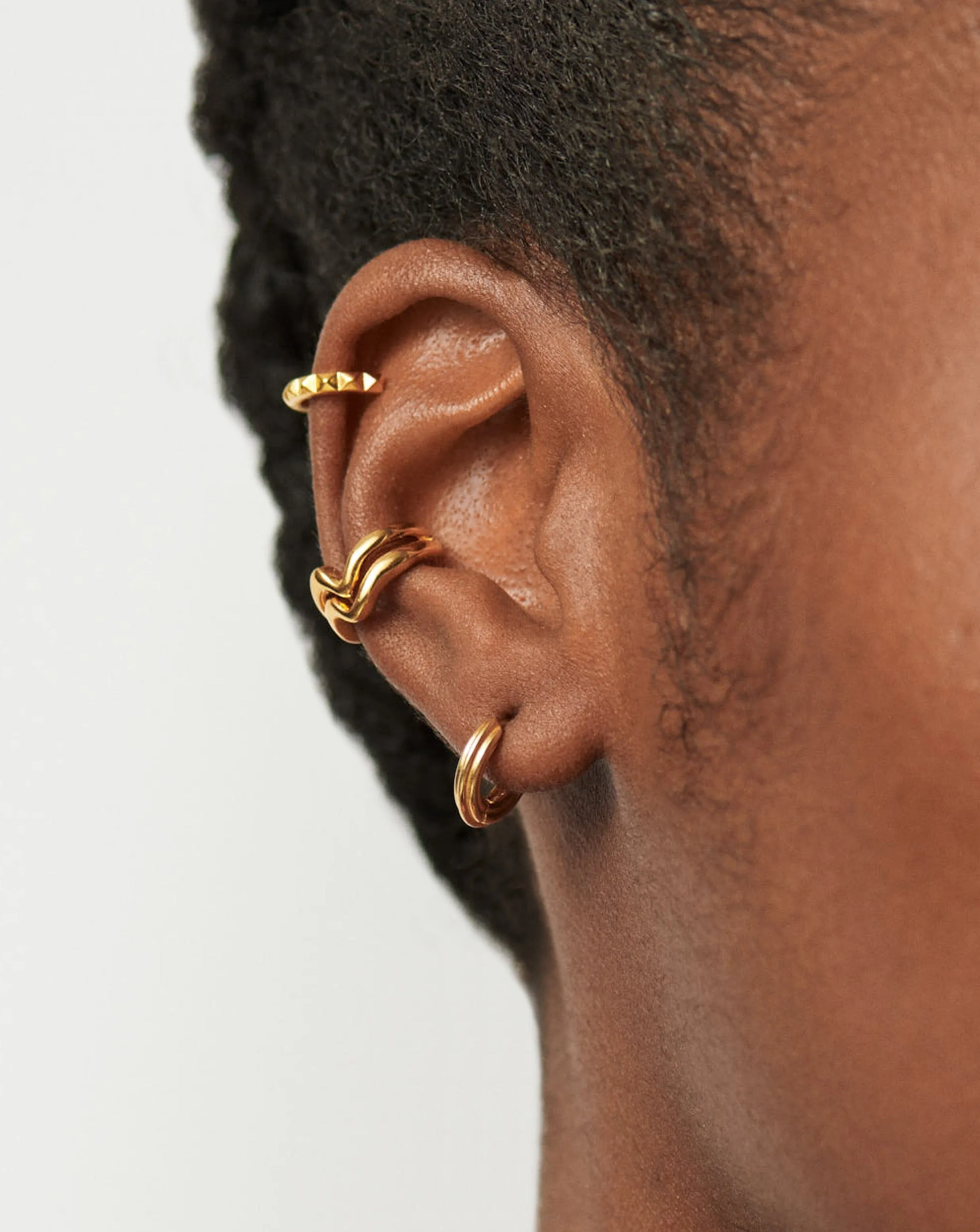 Ridge Mini Hoop Earrings | 18ct Gold Plated