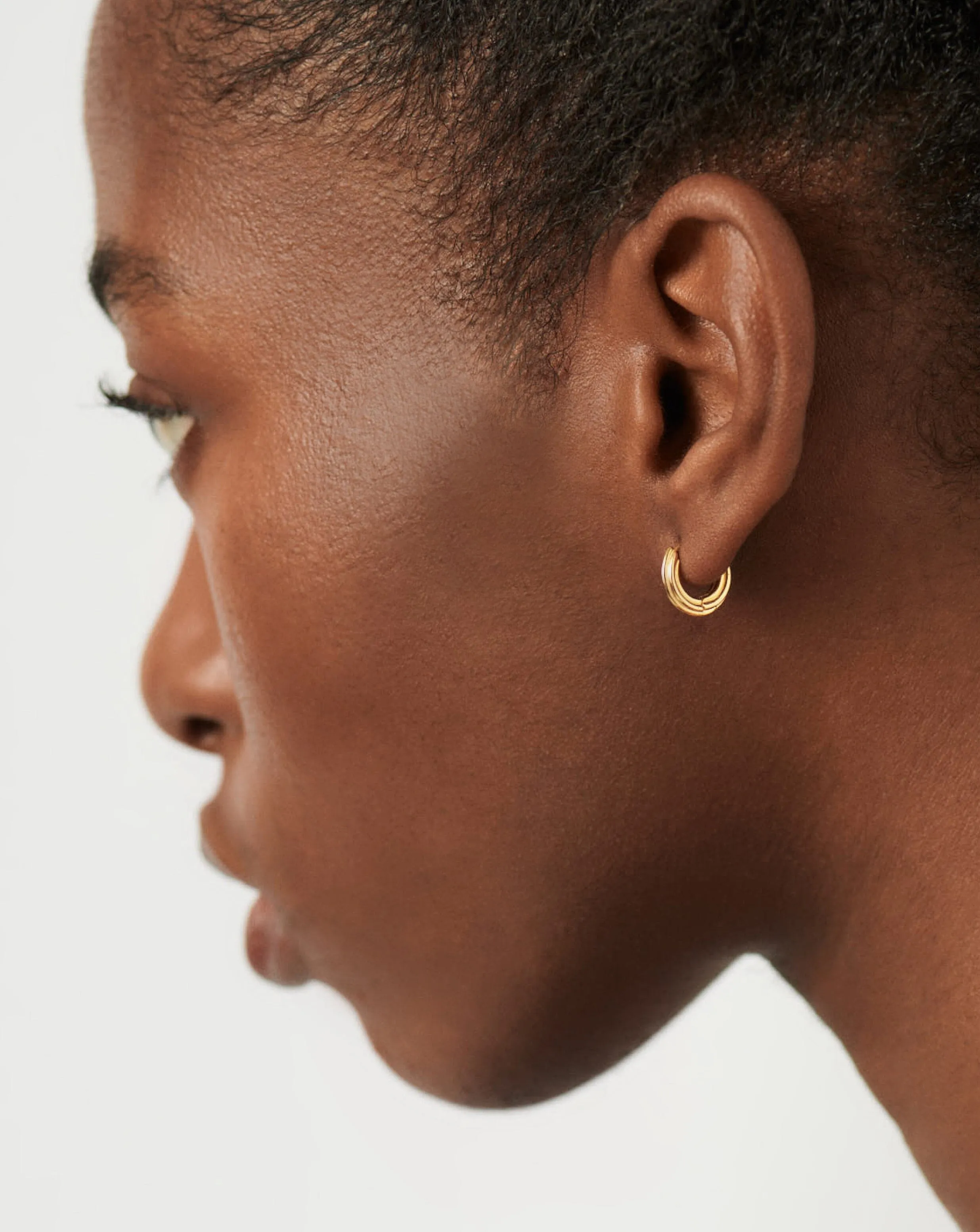 Ridge Mini Hoop Earrings | 18ct Gold Plated