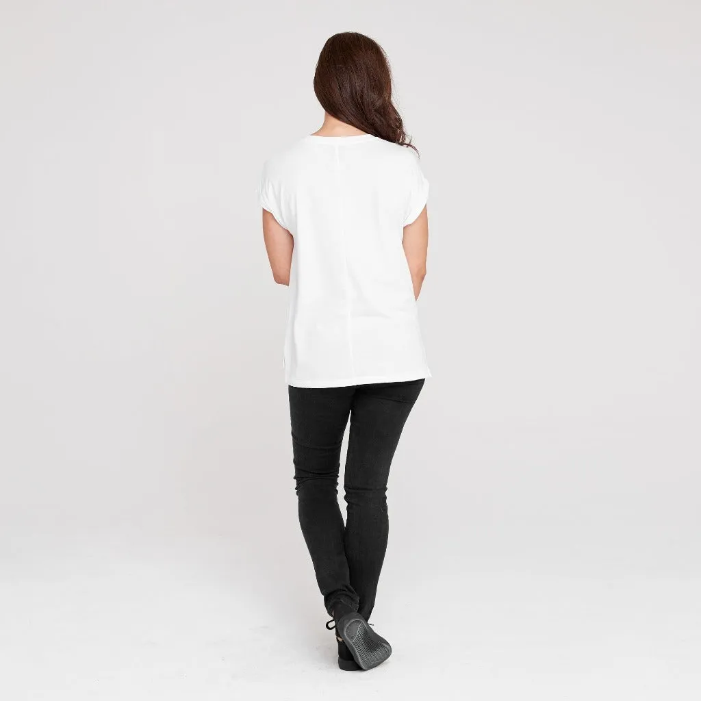 Rolled Sleeve Crew | White