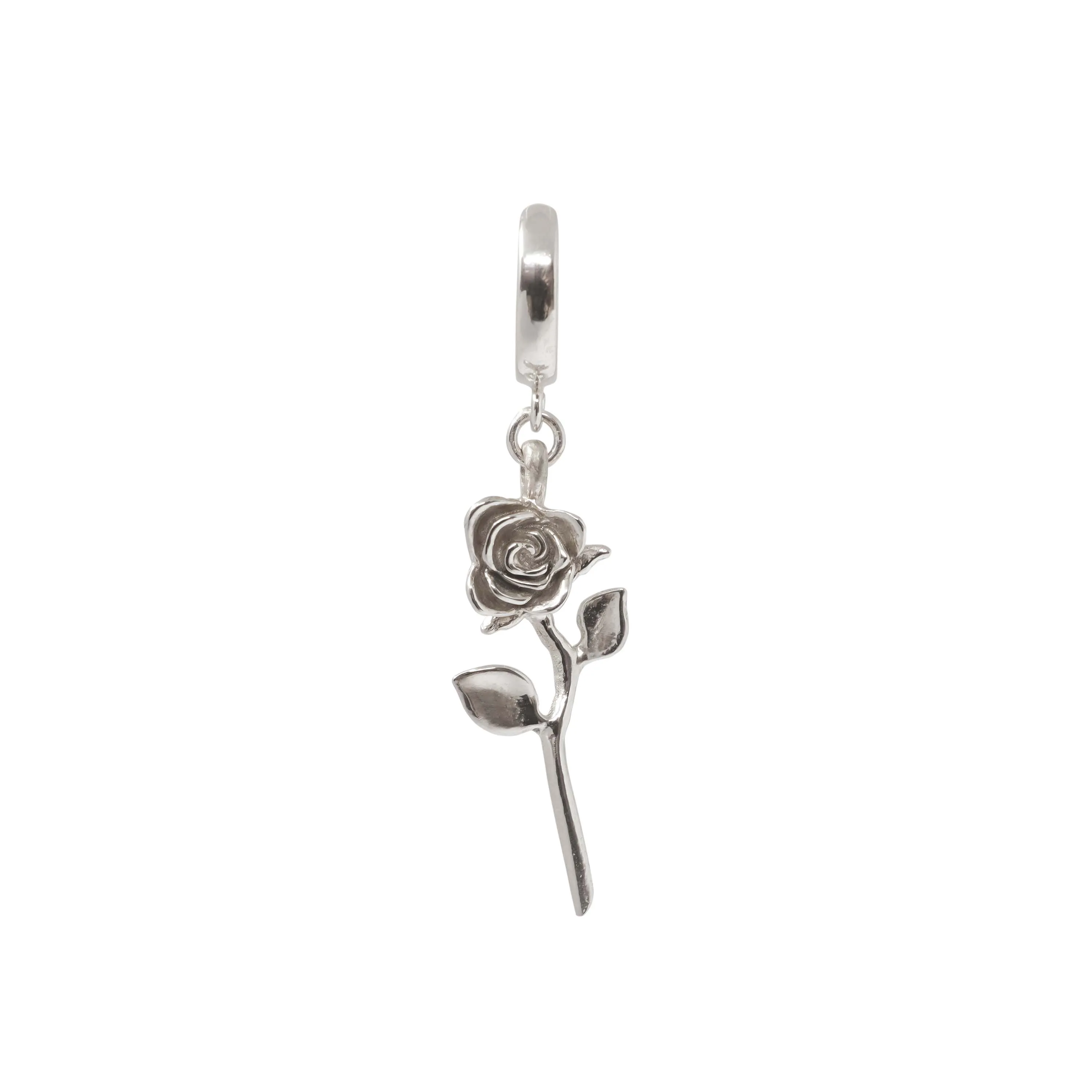 Rose Hoop Earring - Sterling Silver