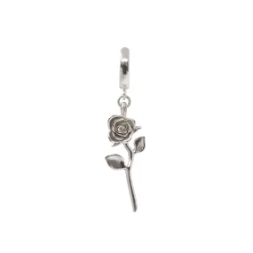 Rose Hoop Earring - Sterling Silver