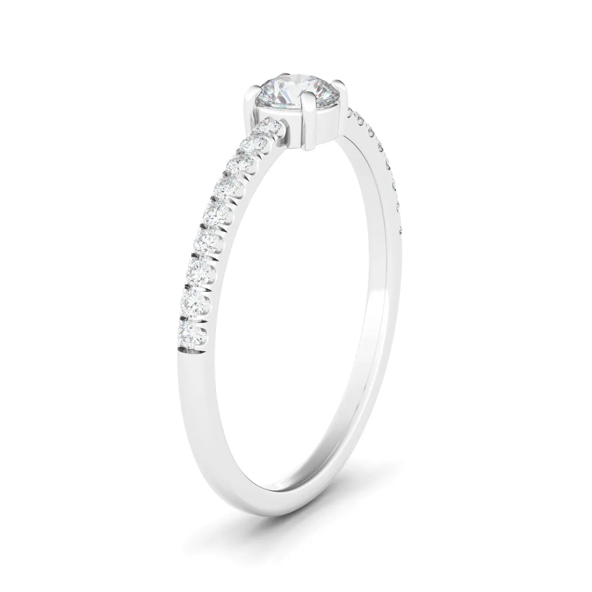 Round & Pave Diamond Ring