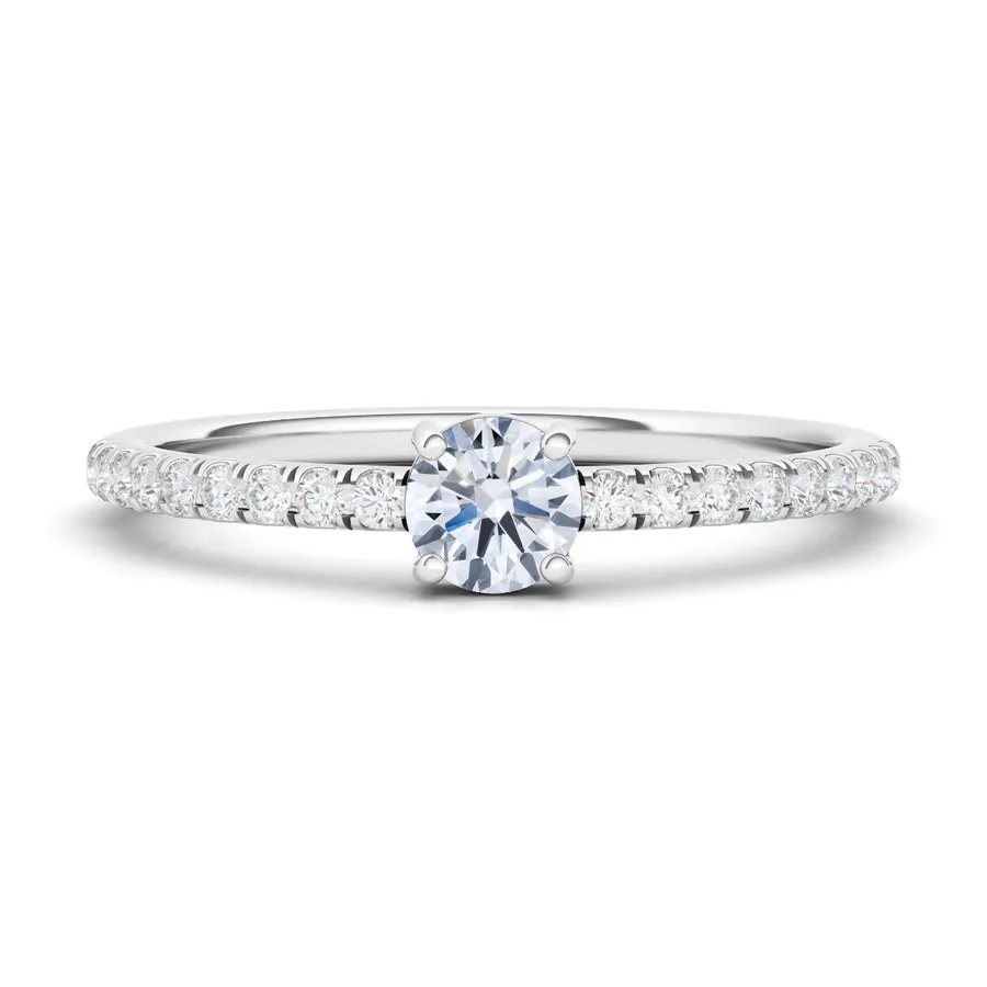 Round & Pave Diamond Ring