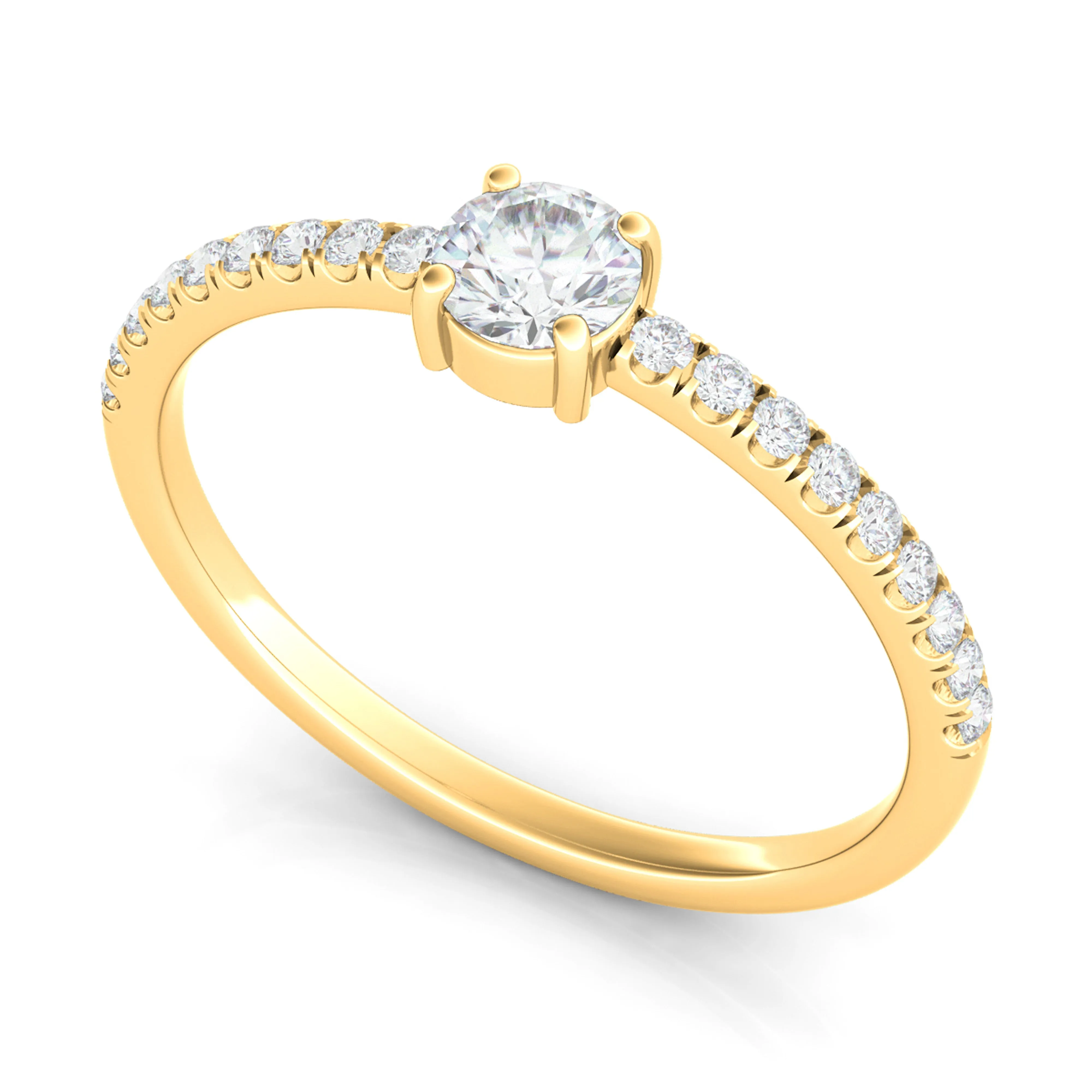 Round & Pave Diamond Ring