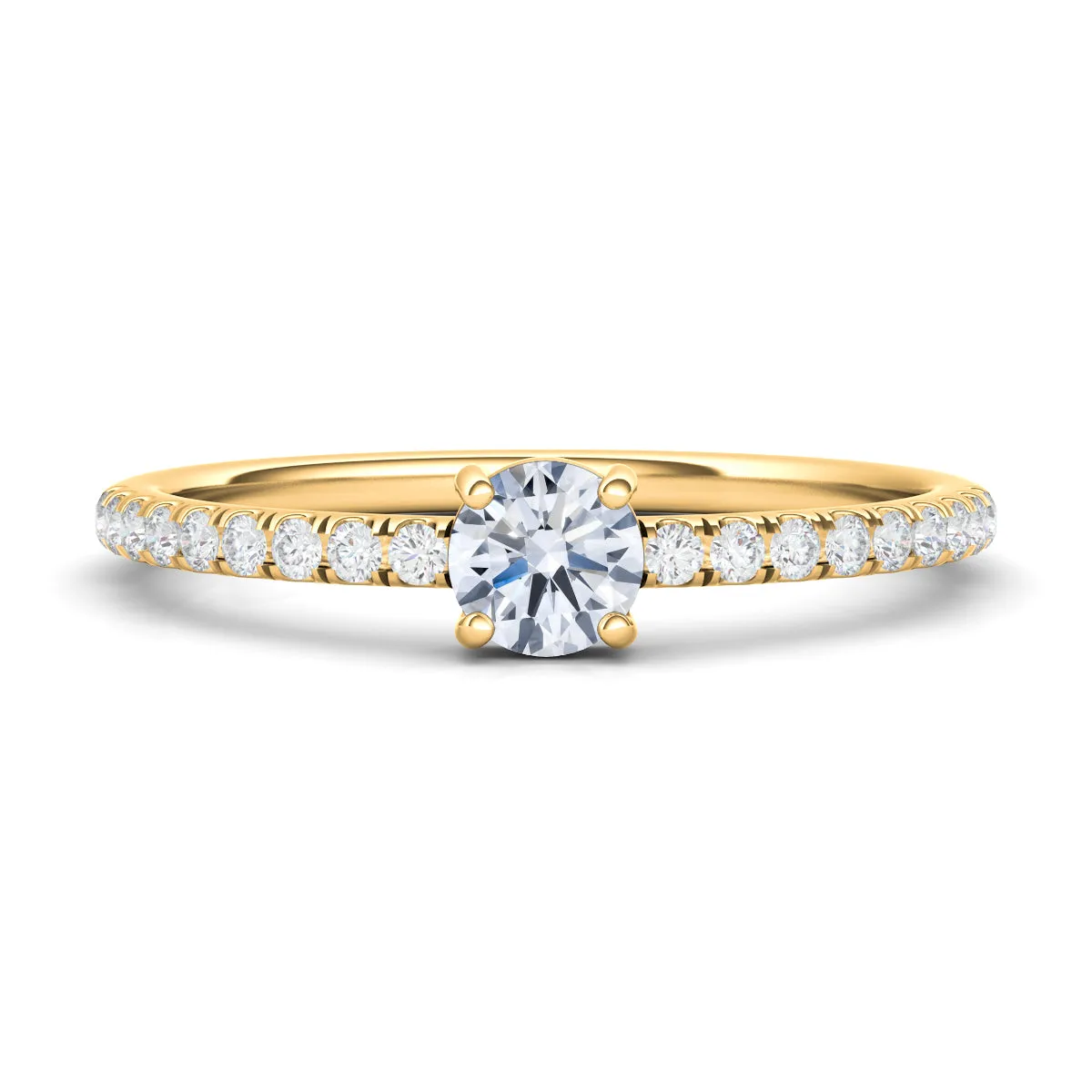 Round & Pave Diamond Ring