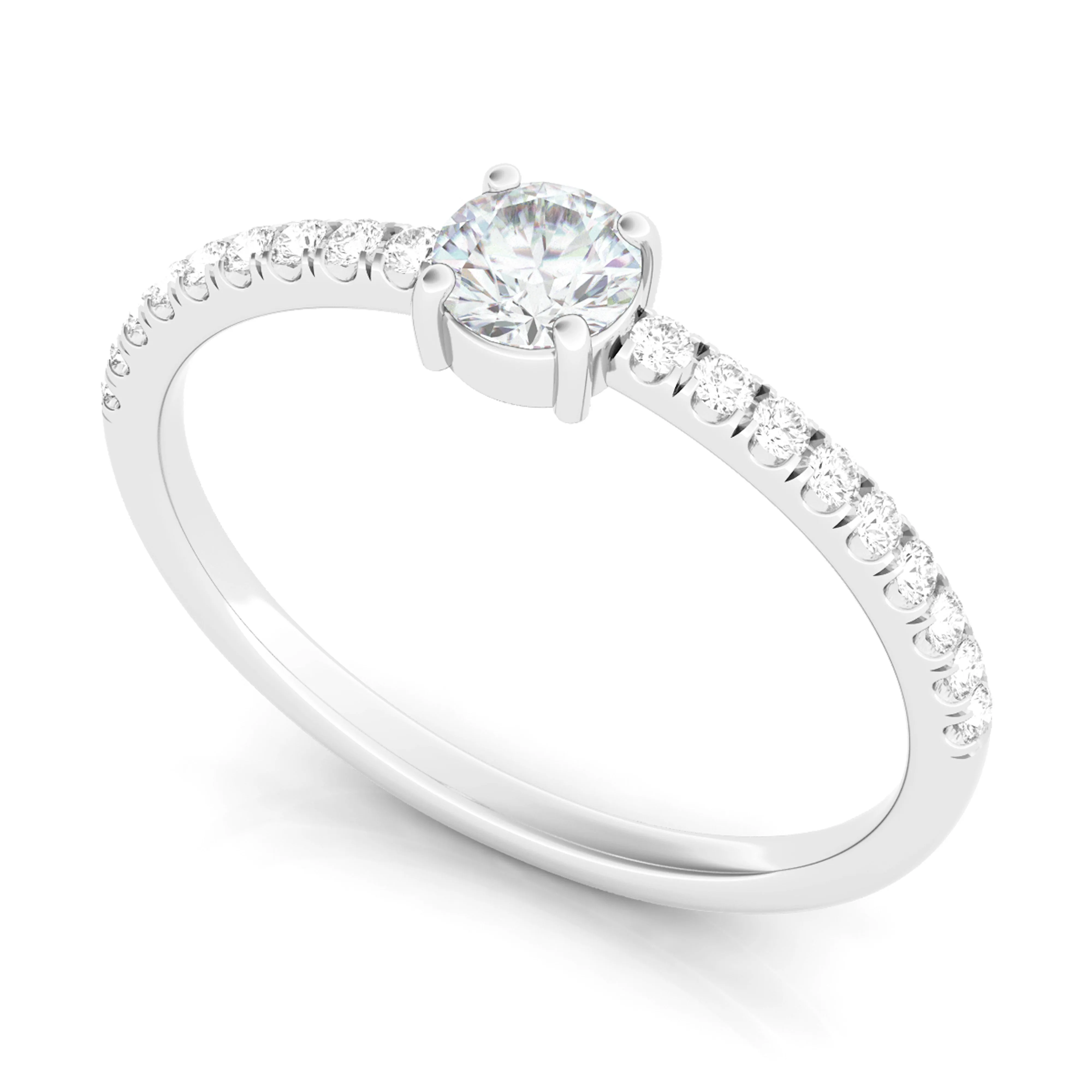 Round & Pave Diamond Ring