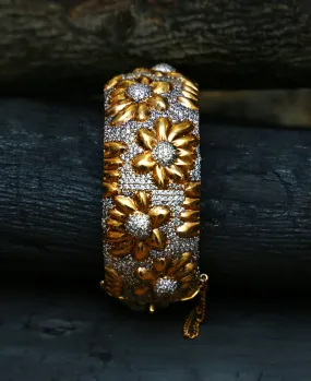 Silver and Gold Zircon Flower Kara