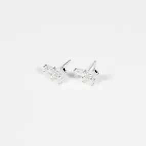 Silver Crystal Baguette Studs