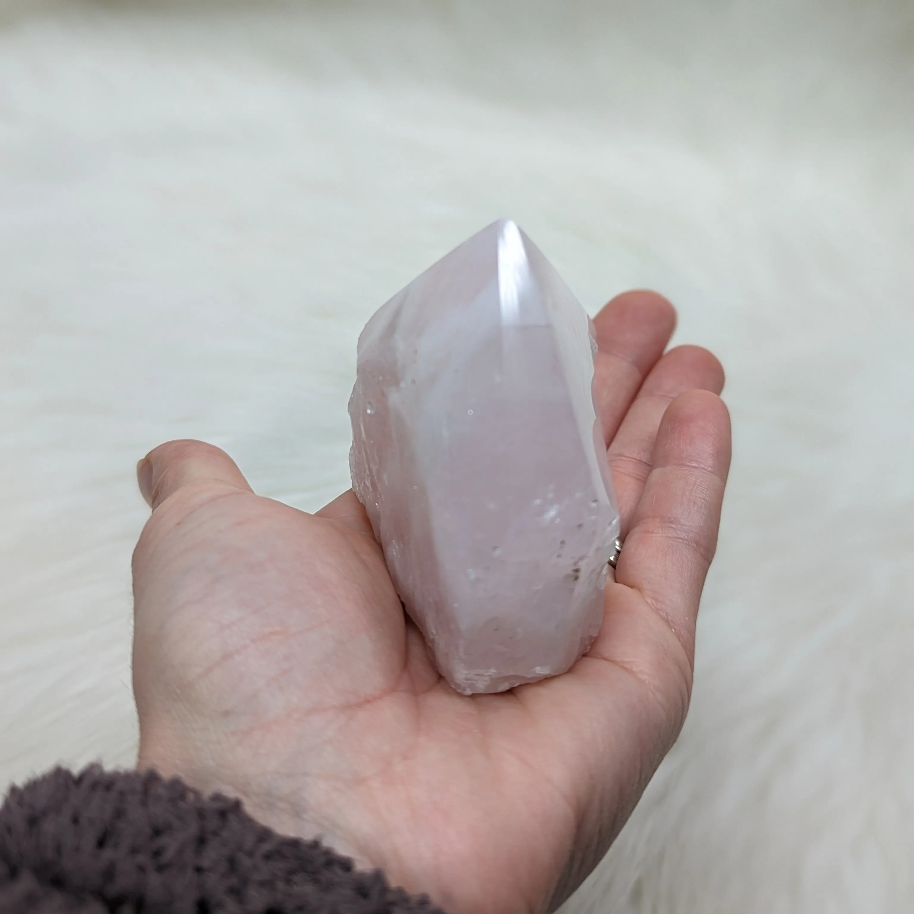 Soft and Loving Rose Quartz Polished Generator Point from Brazil