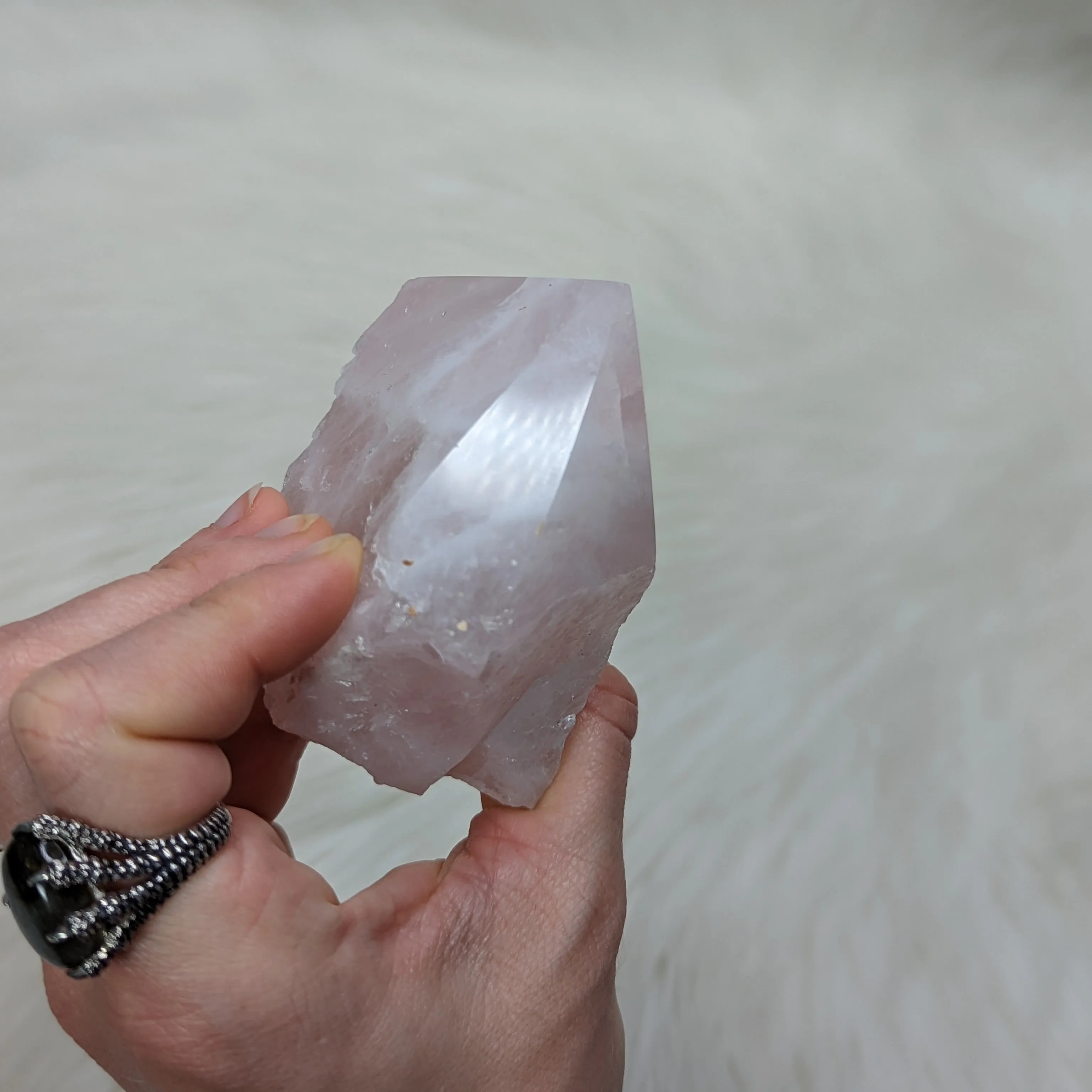 Soft and Loving Rose Quartz Polished Generator Point from Brazil