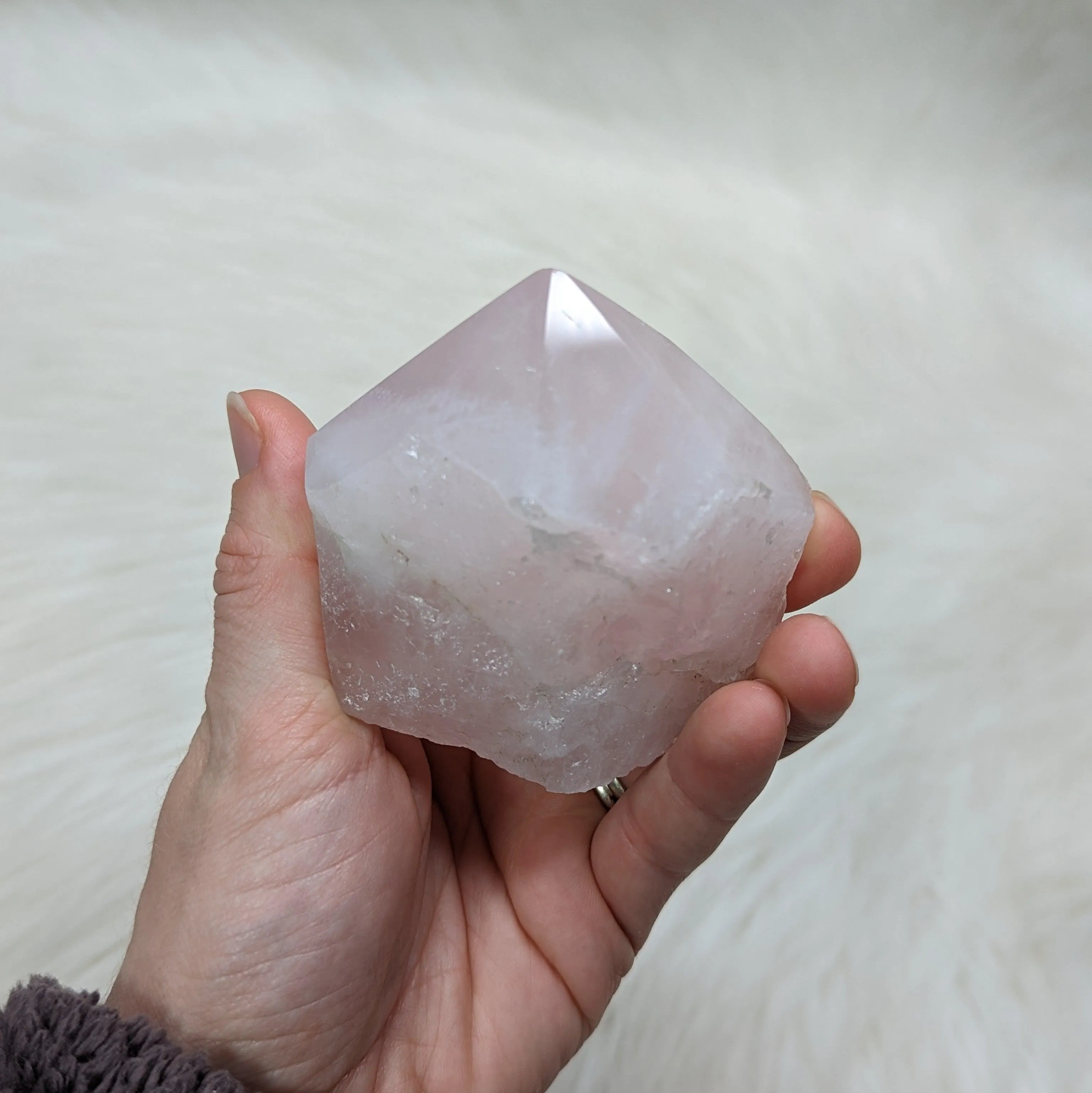 Soft and Loving Rose Quartz Polished Generator Point from Brazil