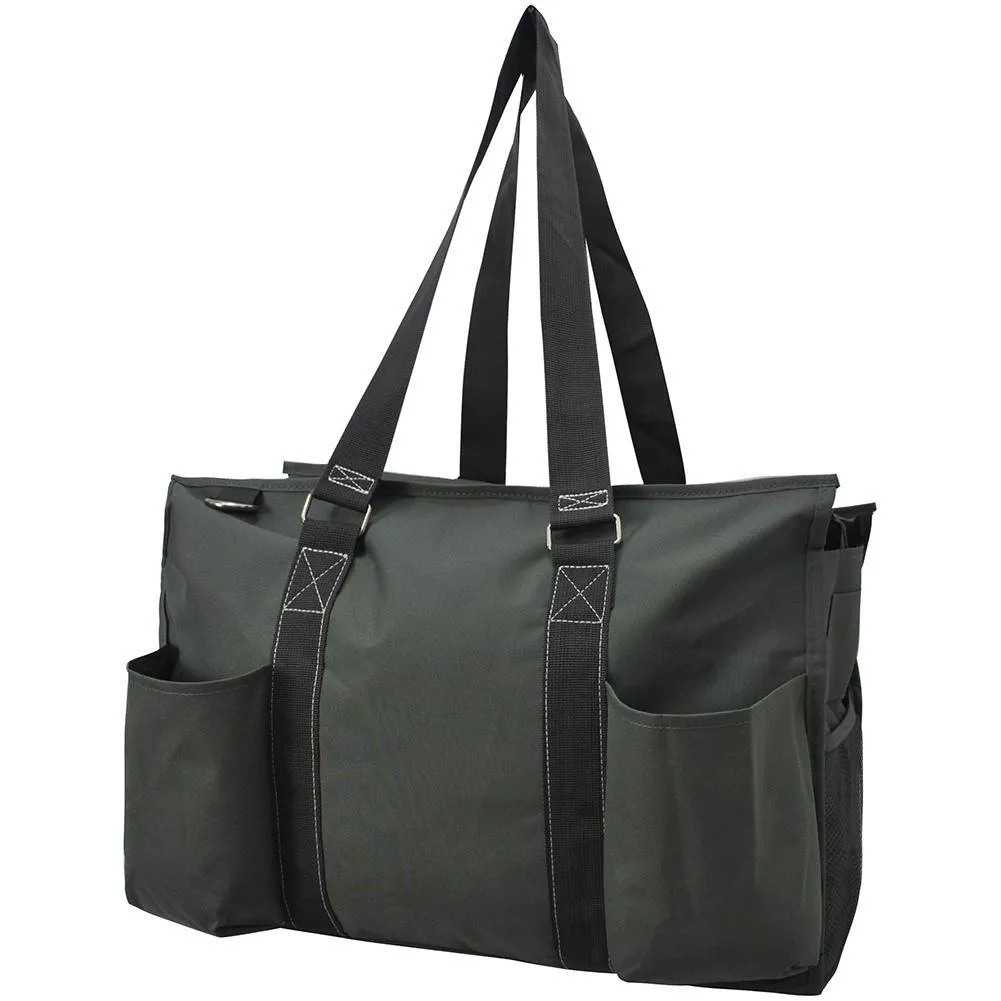 Solid Gray NGIL Zippered Caddy Large Organizer Tote Bag