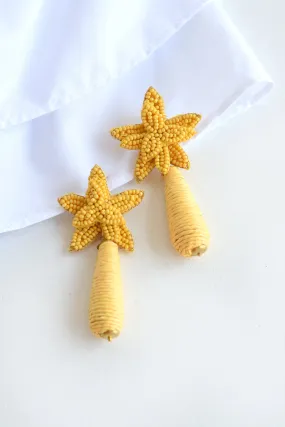 STRAW FLOWER DROP EARRINGS -YELLOW