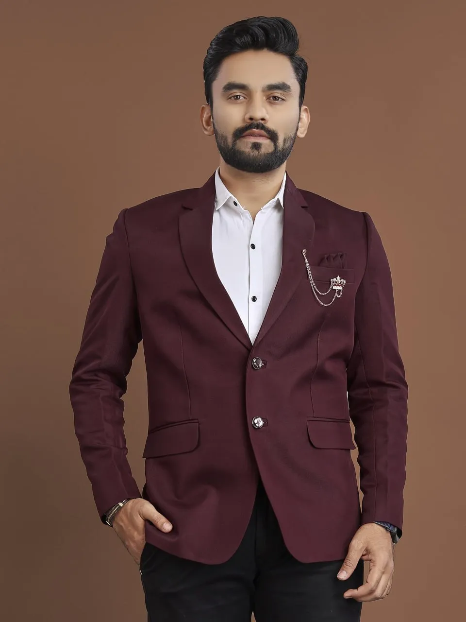 Stylish Men's Blazer for Wedding Wine