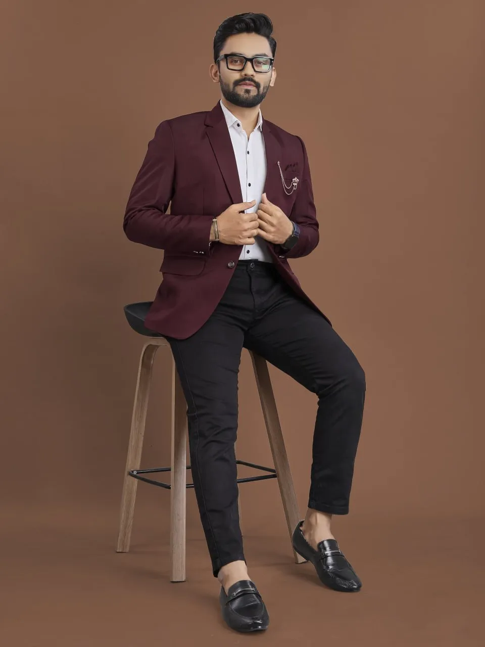 Stylish Men's Blazer for Wedding Wine