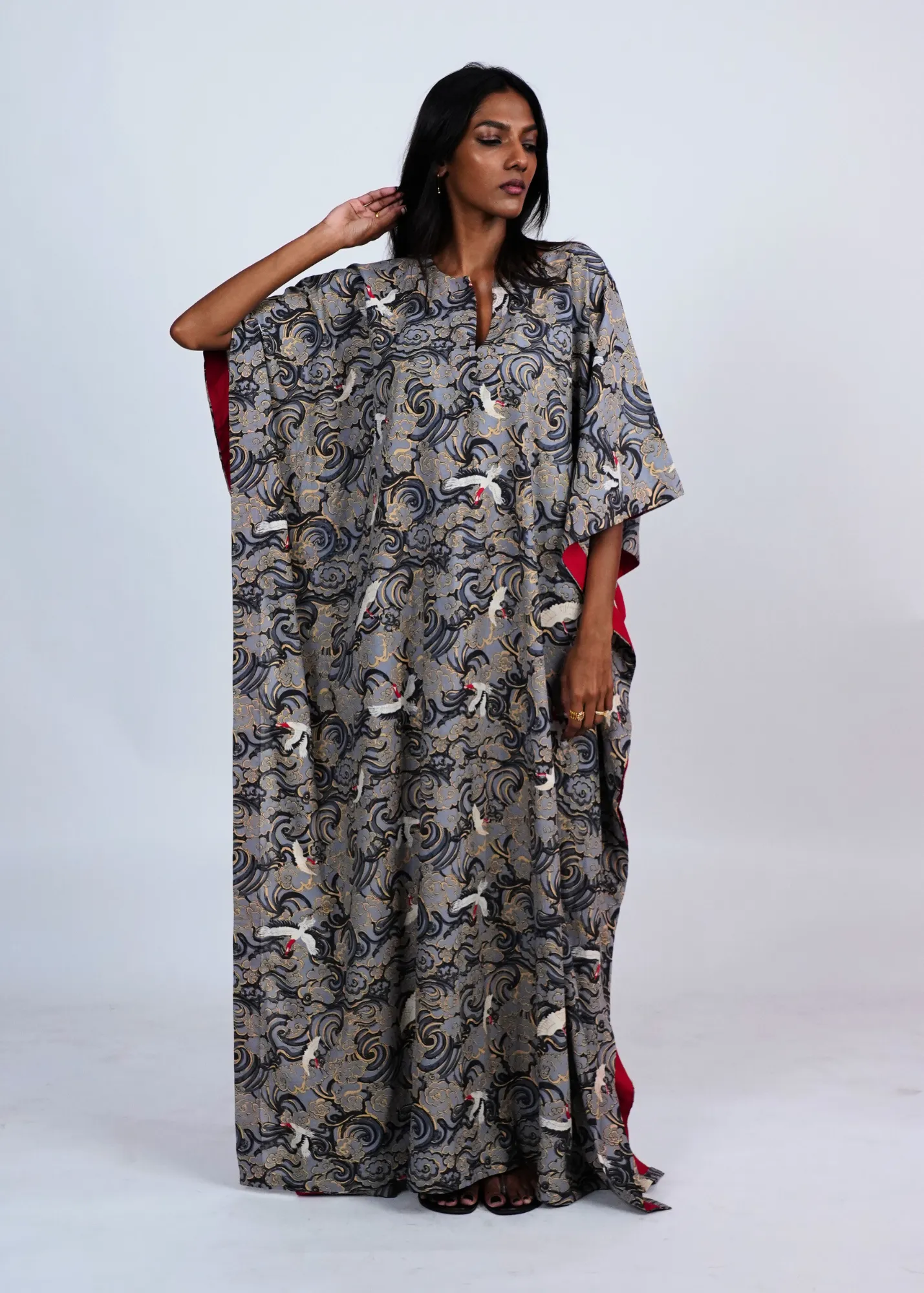 Surya Caftan - Crayon Cranes